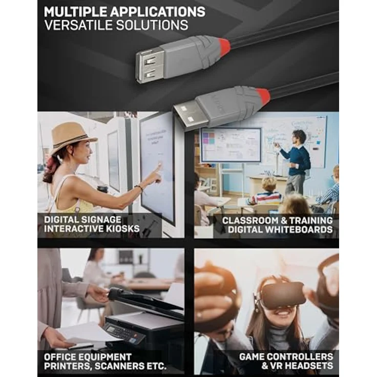 Lindy Anthra Line - USB-Verlängerungskabel - USB (M) bis USB (W) - USB2.0 - 3,0m - rund - Schwarz (36704) - Preisvergleich – Bild 6