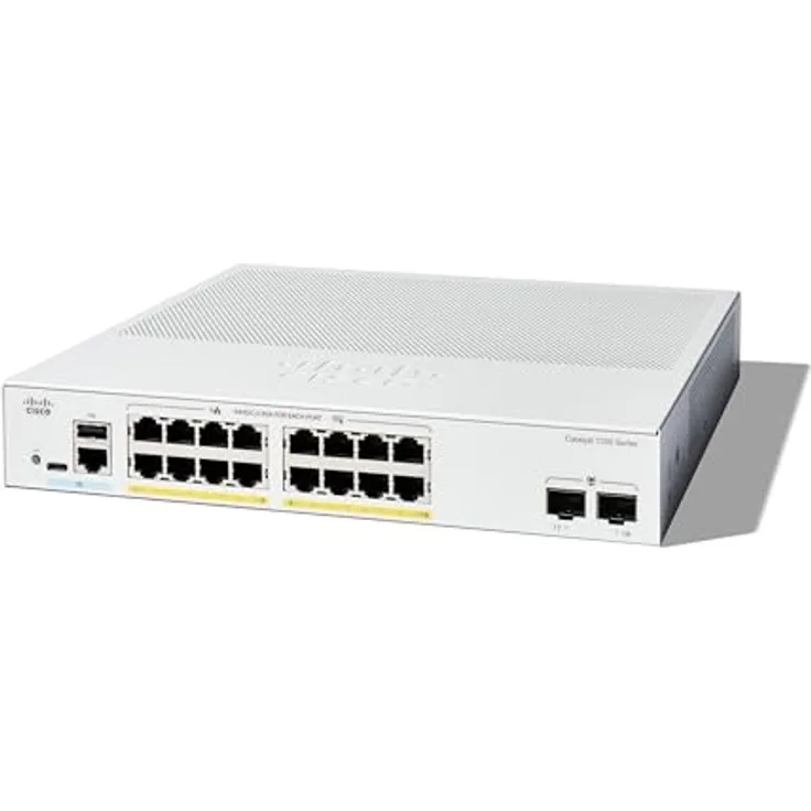 Cisco Catalyst 1200-16P-2G-Smart-Switch, 16-Port-GE, PoE, 2 x 1-GE-SFP, eingeschränkter Lebenszeitschutz (C1200-16P-2G)