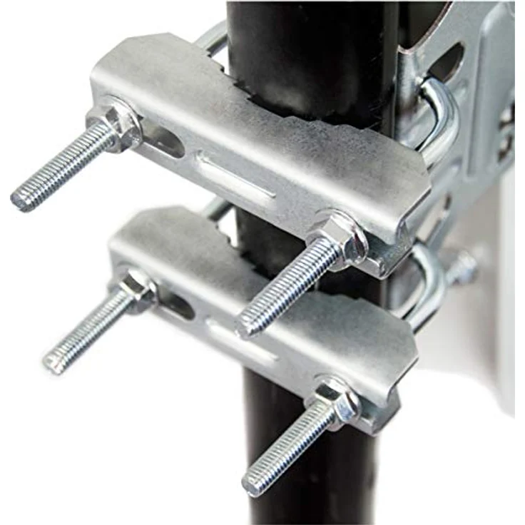 PremiumX PXS45 Satellitenschüssel 45cm Stahl Hellgrau, Offset Sat-Antenne für digitalen Empfang, inklusive LNB Tragarm und Masthalterung – Bild 4