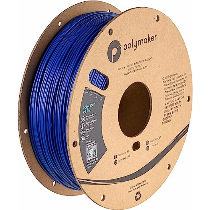 Polymaker PolyLite PETG, 1,75mm 1kg, blau - Zuverlässiges 3D-Druckfilament mit hoher Transparenz und Festigkeit – Bild 1