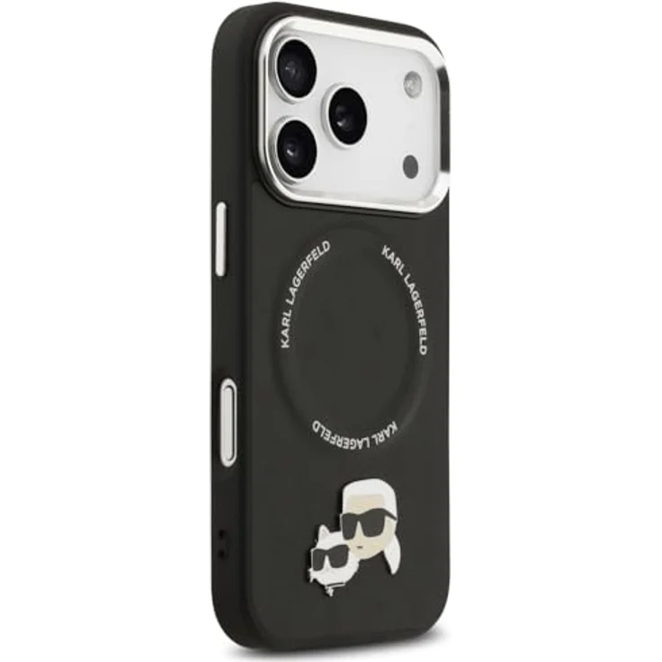 CG MOBILE Karl Lagerfeld Karl & Choupette Pins MagSafe Hülle für iPhone 17 Pro, Kunstleder / TPU / Polycarbonat, Schwarz – Bild 4
