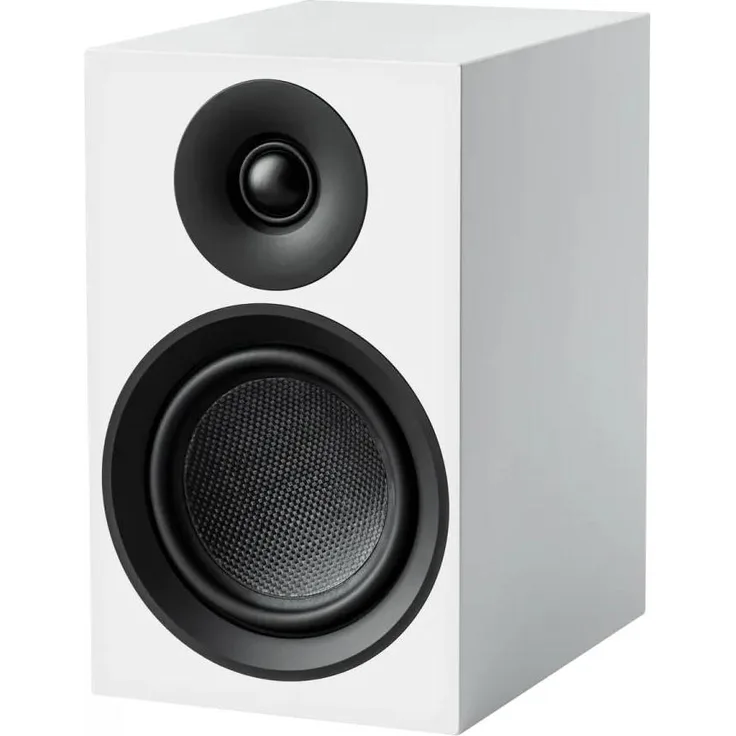 Pro-Ject Speaker Box 5 E Carbon, 2-Wege-Bassreflexlautsprecher mit 1-Zoll-Seidenkalotten-Hochtöner und 5-Zoll Glasfaser-Carbon-Tieftöner, Seidenmatt Weiß