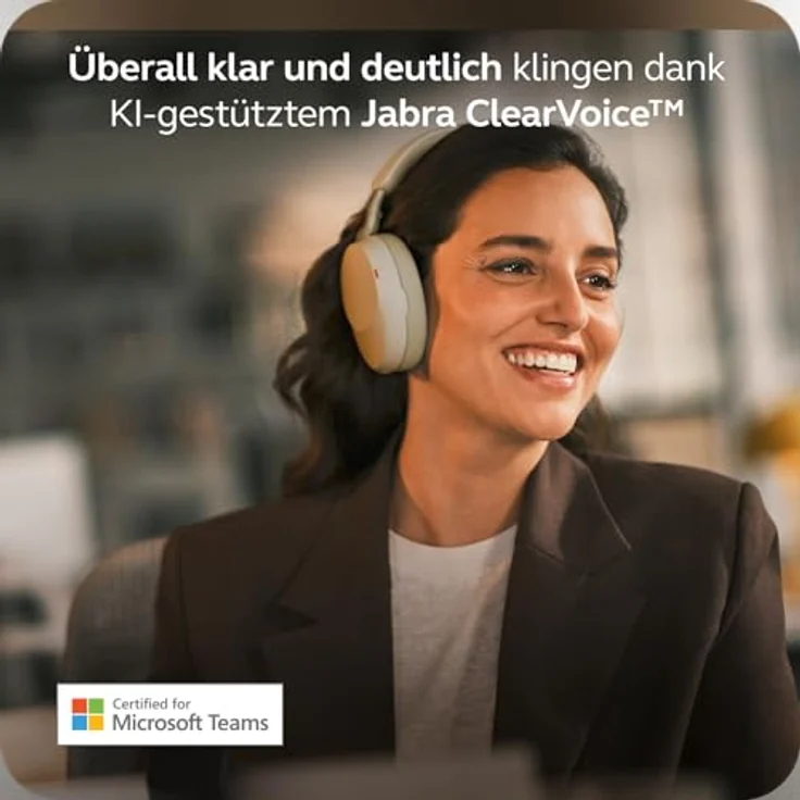 Jabra Evolve3 85, Bluetooth-Headset mit KI-gestützter Sprachisolierung und adaptiver Geräuschunterdrückung, warmgrau – Bild 6