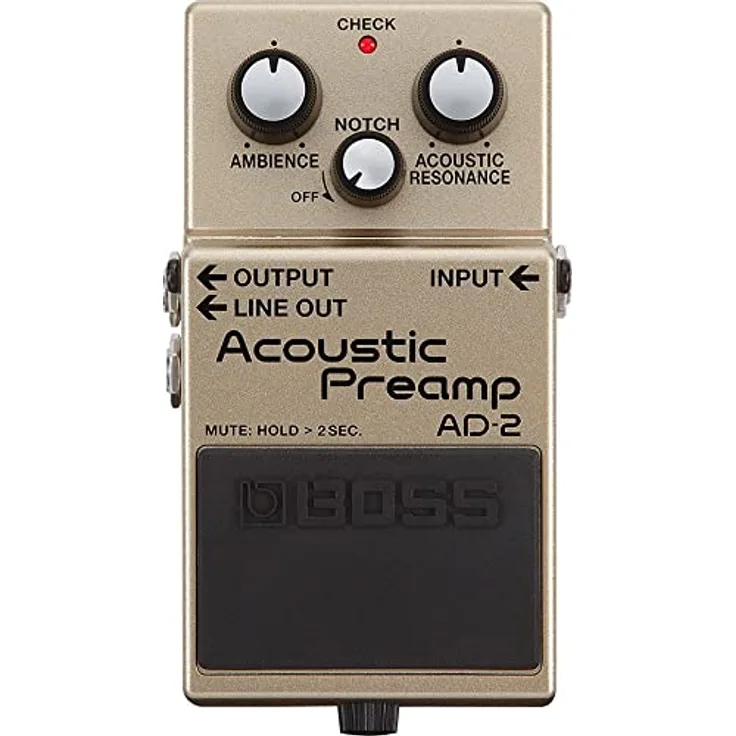 BOSS AD-2 Acoustic Preamp Gitarrenpedal, Elektroakustischer Gitarrenvorverstärker mit modernem BOSS Sound-Processing