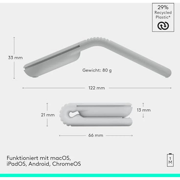 LOGITECH Mobi Fold kabellose faltbare Maus, präzise 4K DPI-Abtastung, adaptive Touch-Bildlauf, Off White – Bild 10