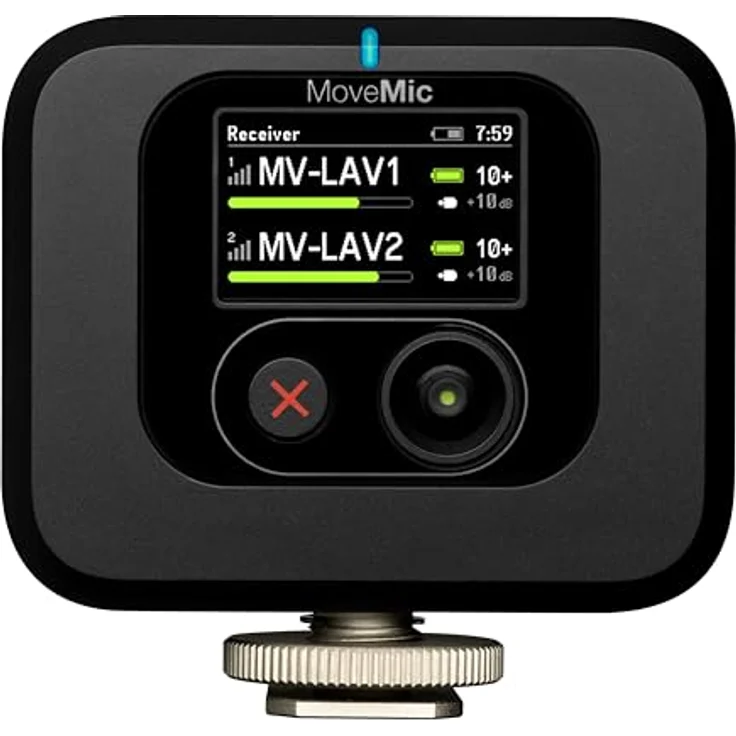 Shure MoveMic Empfänger - Kameraempfänger als Zubehörschuh für MoveMic Ansteckmikrofone, kompatibel mit den meisten DSLR-Kameras und Computern, ideal für mobile Content Creators (MV-R-Z6) – Bild 1