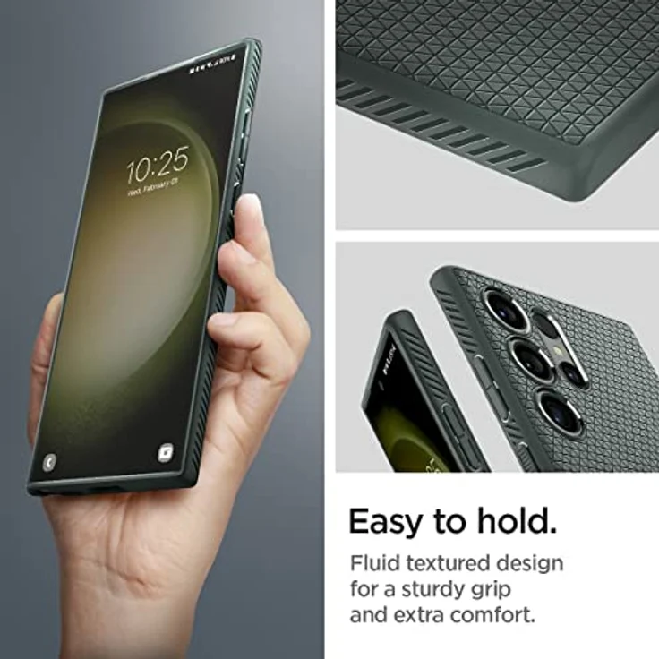 Spigen Liquid Air Hülle Kompatibel mit Samsung Galaxy S23 Ultra 5G -Abyss Green - Gemustertes TPU, Eckschutz, Spider Web Design, Schutzrand, Maßgeschneidert – Bild 3