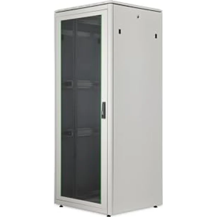 DIGITUS Netzwerk-Schrank 19 Zoll, 42 HE, 800 kg Traglast, Nutztiefe 743 mm, Glastür, Grau, Unique Light Serie – Bild 1