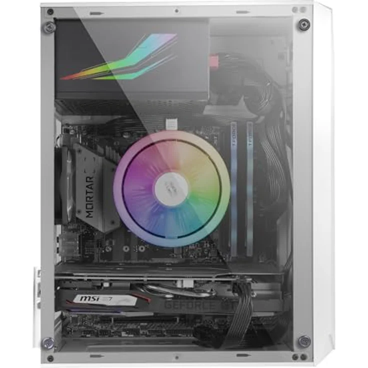 Mars Gaming MC-S1, Micro-ATX Gehäuse mit ARGB-Beleuchtung, kompakt, weiß, mit Seitenfenster – Bild 3