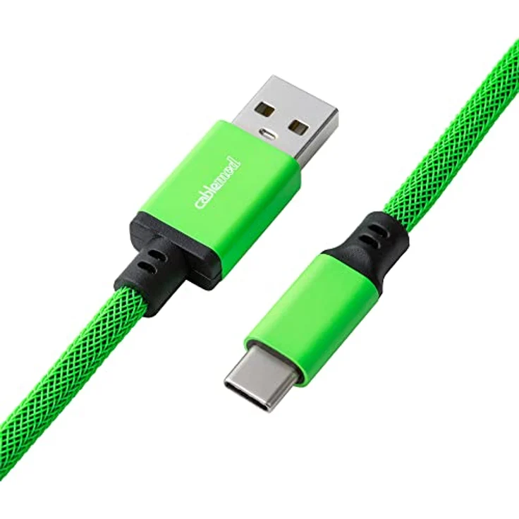 CableMod Pro Coiled Keyboard Cable USB-C zu USB Typ A, Viper Green, 1.50 m, doppelte Ummantelung aus ModFlex und ModMesh, Aluminiumstecker, USB 2.0 – Bild 3