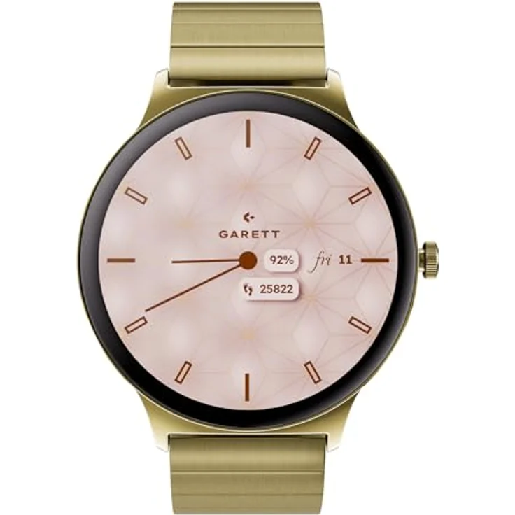 garett Smartwatch Damen Damenuhr - 1,43″ AMOLED - 7 Tage Akku - 100 Sportmodi - Gold Stahl – Bild 3