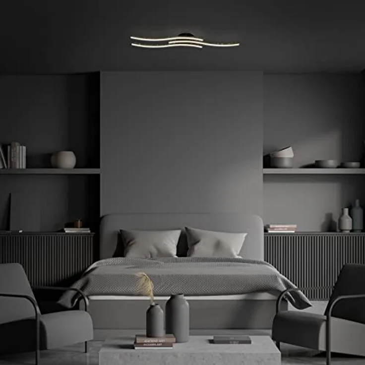 BRILONER Leuchten - LED Deckenleuchte mit Glitzereffekt, warmweiße Farbtemperatur, geschwungene Deckenlampe, Schwarz, 805x150x100 mm – Bild 4