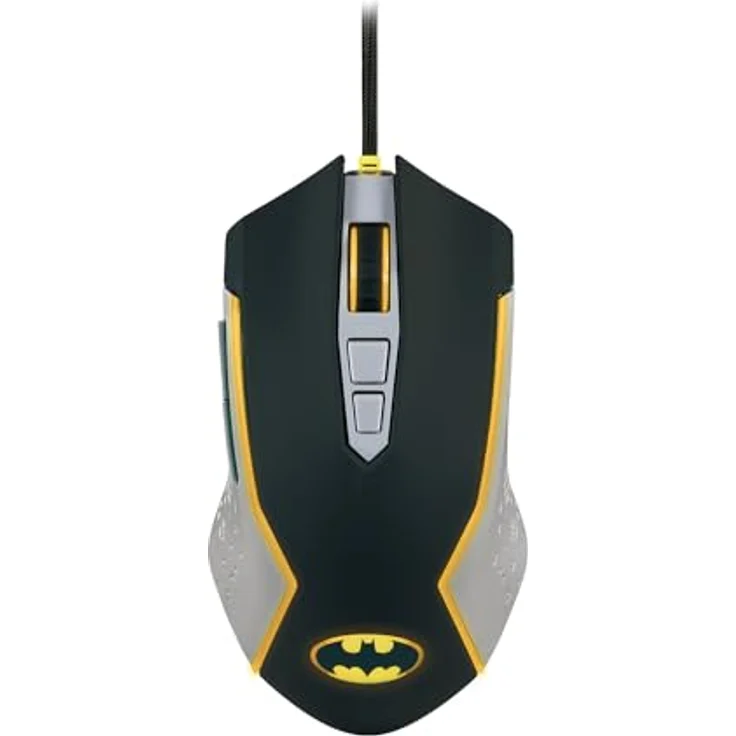 FRTEC Batman Edition Gaming-Maus, gelbe LED-Beleuchtung, verstellbarer DPI bis 8000, kabelgebunden, ergonomisches Design, konfigurierbare Seitentasten – Bild 1