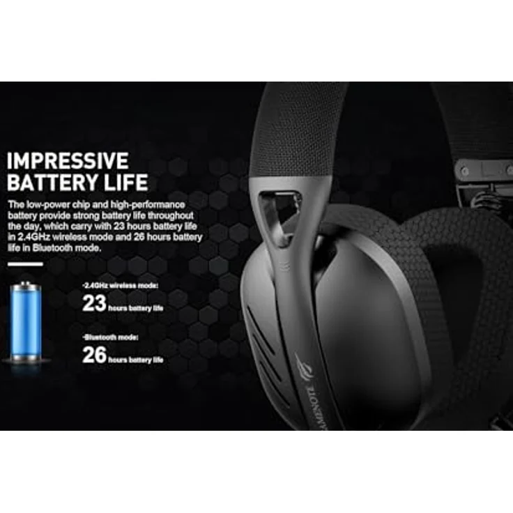 Havit Fuxi H3 2.4G Gaming Headset, Kabelgebunden & Kabellos, 40mm Lautsprecher, bis zu 26 Stunden Akkulaufzeit, Schwarz – Bild 8