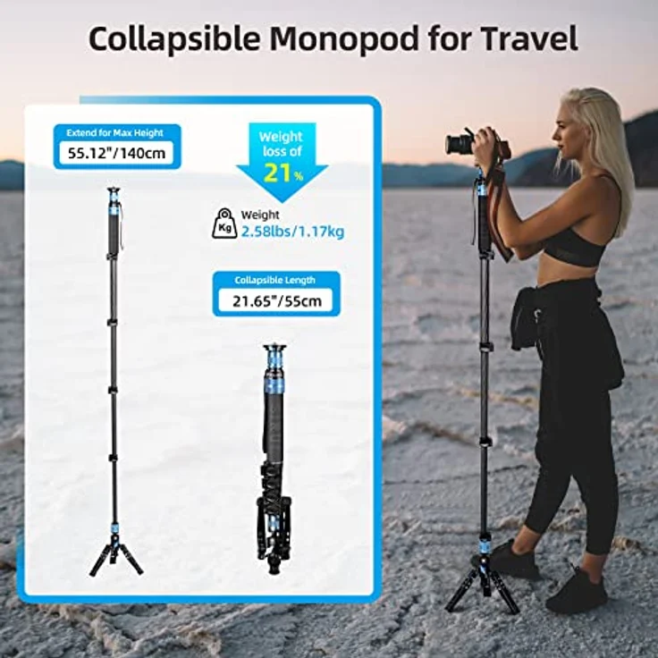 SIRUI P-325FS Carbon Einbeinstativ 140 cm mit Fliplocks + Standspinne – Bild 6