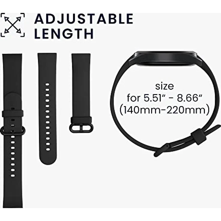 kwmobile 2X Sportarmband Set für Xiaomi Mi Watch Lite/Redmi Watch, TPU Silikon, verstellbar 14-22 cm, vielseitige Farboptionen – Bild 5