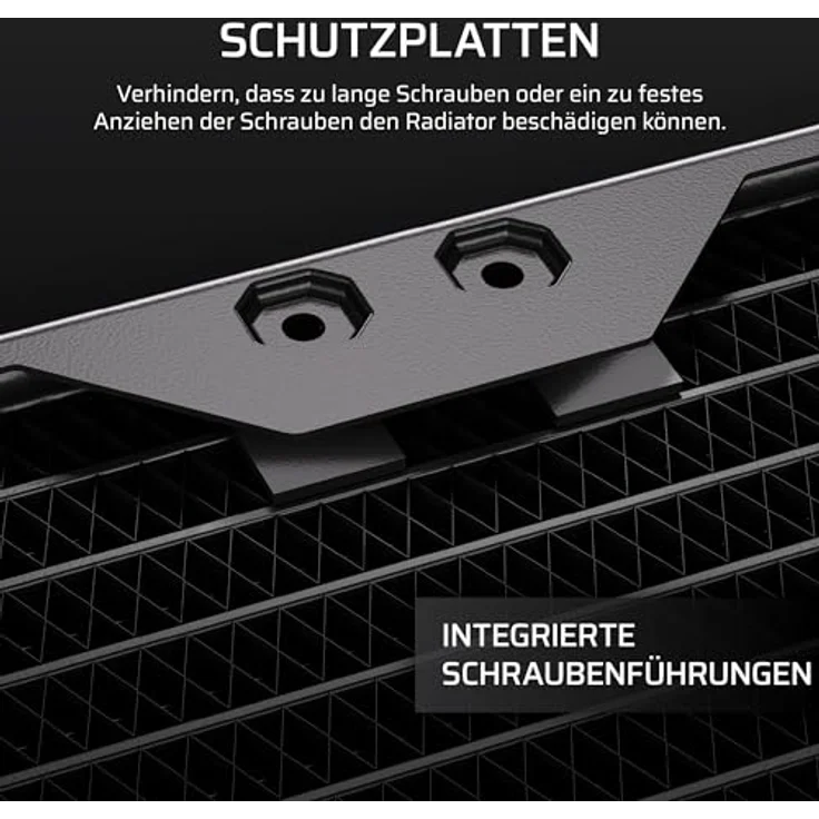 Corsair Hydro X Series XR7 360 V2 Radiator, 360 mm, schwarz, Kupfer- und Messing-Aufbau, 6x 120-mm-Lüfter kompatibel, Push-Pull-Konfiguration, 54 mm dick, 2x G1/4-Anschlüsse – Bild 6