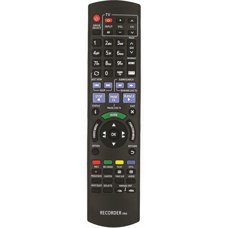 Alltro Ersatz Fernbedienung IR6 für Panasonic DMR-XS400, Reichweite 10 m, AA-Batterien, 21.4 cm Länge