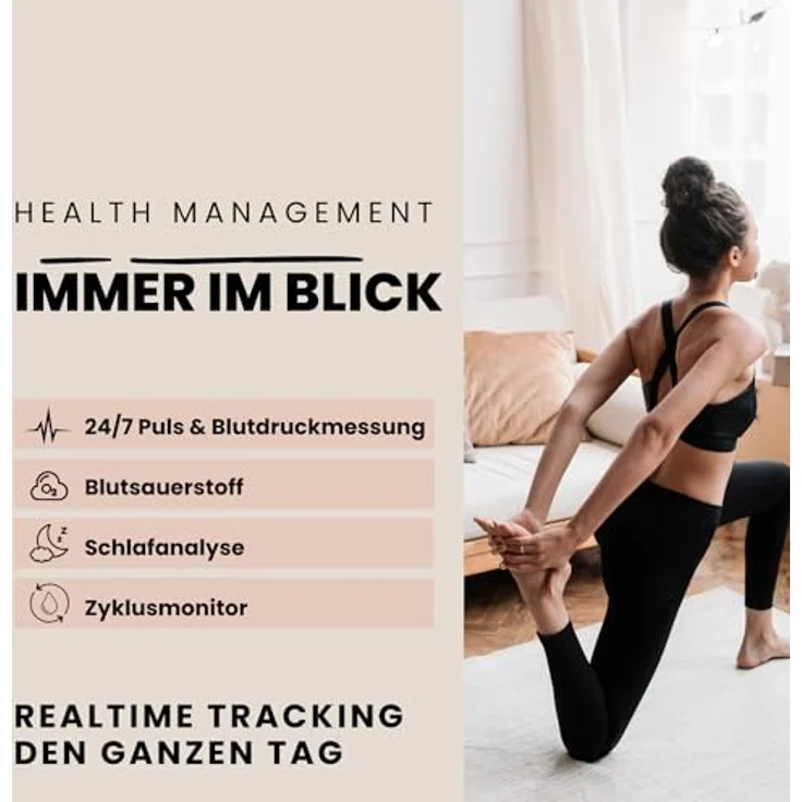 XCoast SIONA 2 Damen Smartwatch, Gratis Armband in Rosegold, Flach, 1,3 Zoll AMOLED Display, iOS und Android, Fitnesstracker, Pulsuhr, Sportmodi, Blutsauerstoff, Blutdruck, Wetter, 7 Tage Akku – Bild 4