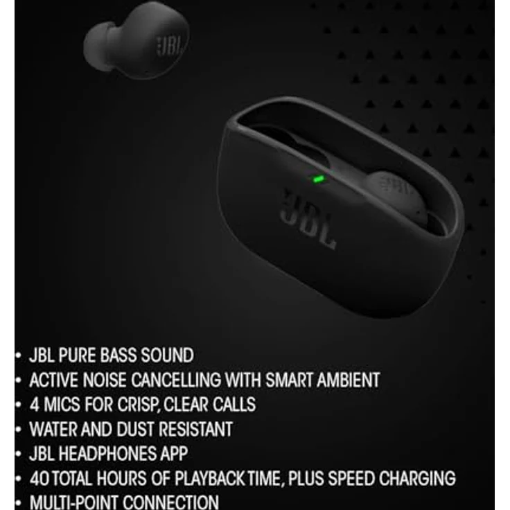 JBL Wave Buds 2 wireless In-Ear-Kopfhörer mit Active Noise Cancelling (ANC) und A2DP Bluetooth, schwarz – Bild 5