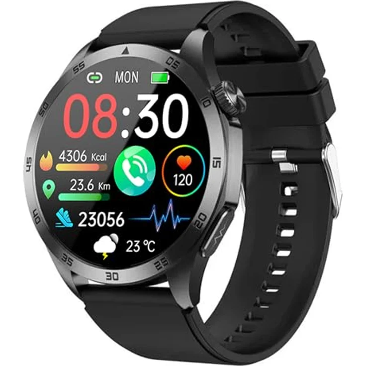 Knauermann PRO 3 Fan Edition, Gesundheitsuhr Smartwatch mit EKG Plus, HRV, SOS-Funktion, Bluetooth, Schlafapnoe, Schwarz – Bild 2