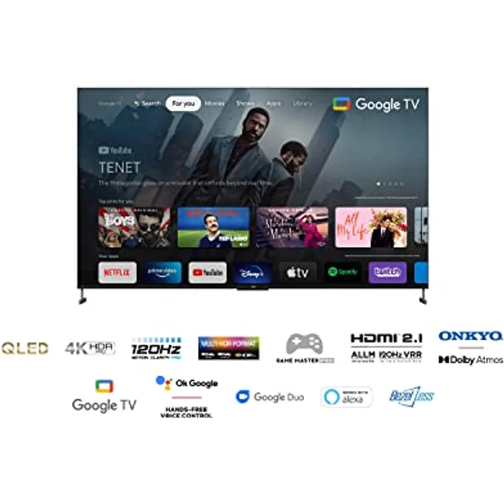 TCL 98C735 248 cm (98 Zoll) QLED Smart TV (Ultra HD, Dolby Vision IQ, HDR10+, HDR10, HDR HLG, Edge LED) HD-Triple-Tuner (Sat, Antenne, Kabel) Modelljahr 2022 Energieklasse G (DE-Modell) – Bild 3