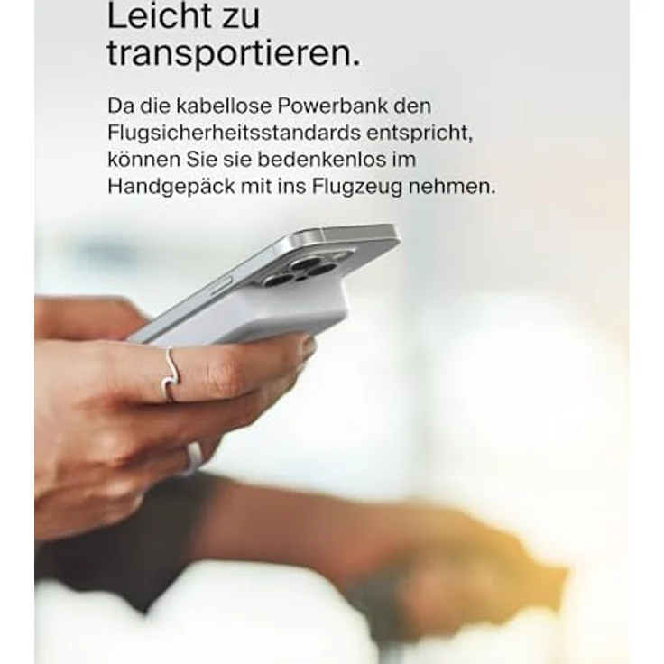 Belkin BoostCharge Pro kabellose Powerbank 10.000 mAh mit Qi2, MagSafe-kompatibles tragbares Ladegerät – für iPhone 15, 15 Plus, 15 Pro, 15 Pro Max, iPhone 14 usw. – Weiß – Bild 4
