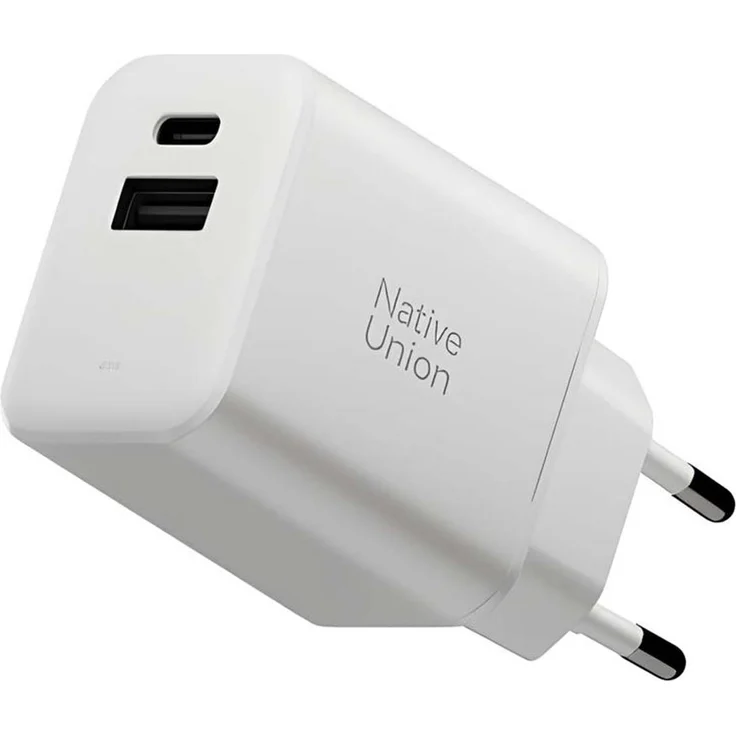 Native Union GaN Wandladegerät 45 W, USB-C und USB-A Power Delivery, kompakt, Weiß