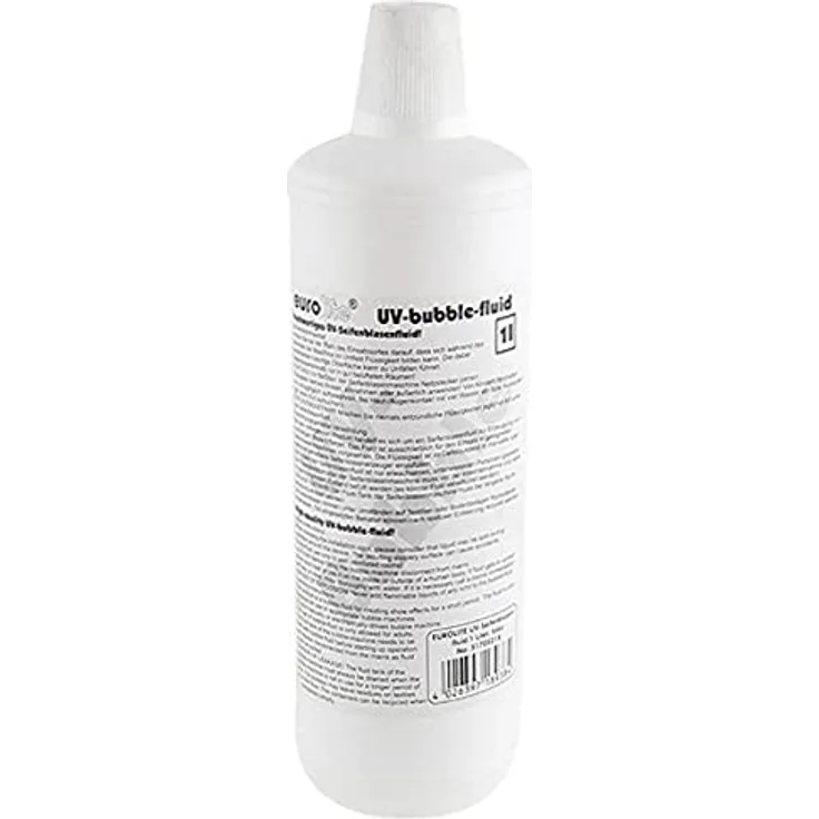 Eurolite UV-Seifenblasenfluid 1l blau | UV-aktive Seifenblasen | Bei UV-Licht beginnen die Seifenblasen bläulich zu leuchten | Made in Germany