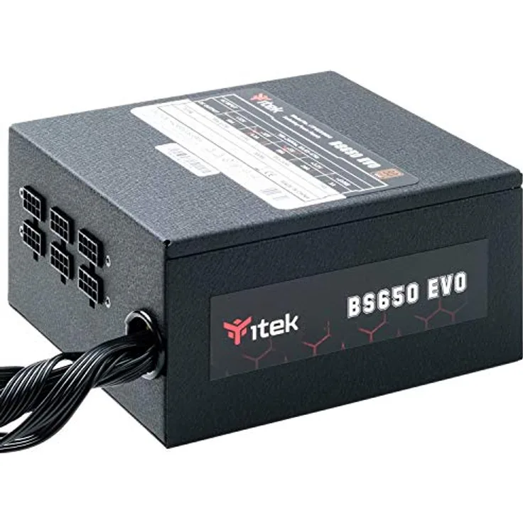iTek BS650 EVO, 650 W Netzteil mit 80 Plus Bronze Effizienz, halbmodular, HDB Lüfter 12 cm, aktiver PFC-Schutz