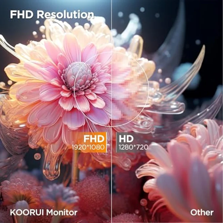 KOORUI 23.6 Zoll FHD Curved Monitor, VA-Panel, 100Hz, 1500R Krümmung, Neigungsverstellung, Augenpflege, HDMI, VGA, Schwarz – Bild 3