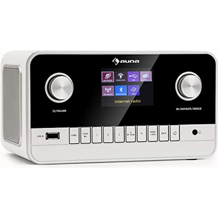 Auna Radio für Küche & Bad, Aufladbares DAB-Radio mit Bluetooth, Retro-Design, 5h Betrieb, Schwarz