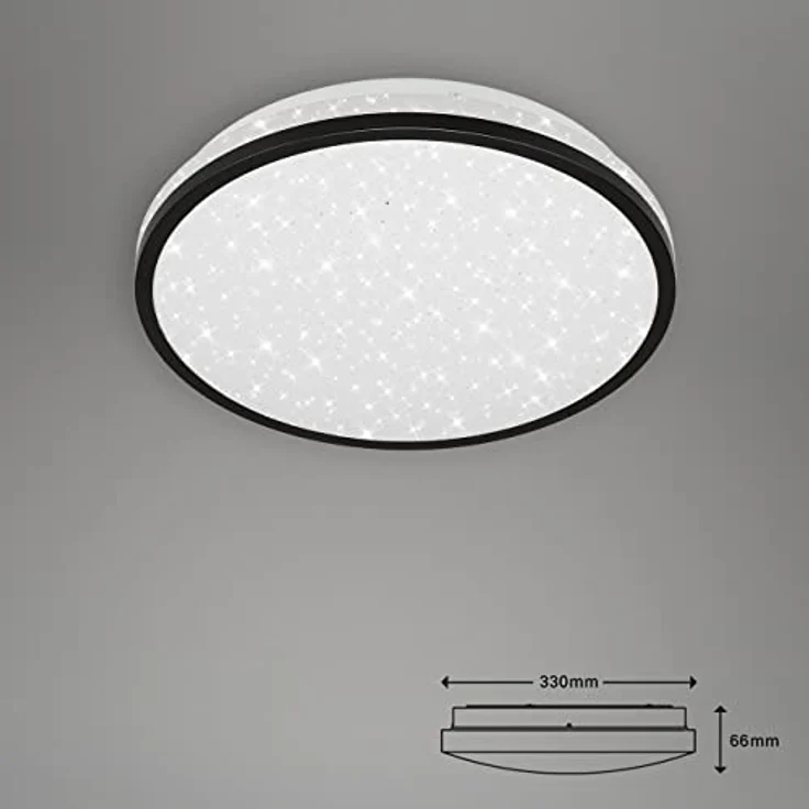 BRILONER Leuchten - LED Deckenleuchte inkl. Sternendekor, IP44, 12 Watt, 1.200 Lumen, 4.000 Kelvin, Weiß-Schwarz 280x70mm (DxH), 3403-015 – Bild 5