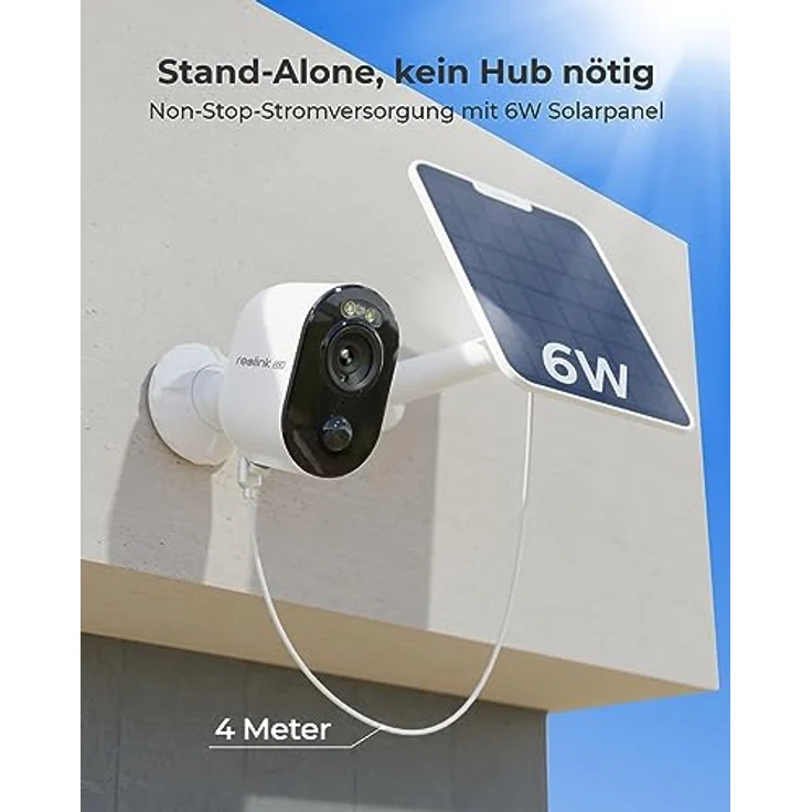 Reolink 4K Überwachungskamera für den Außeneinsatz Akku Argus 3 Ultra mit 6W Solarpanel, 2,4&5GHz WiFi, Solar WLAN Kamera Outdoor mit 8MP UHD Farbnachtsicht, KI-Erkennung, Keine Monatsgebühr, Standalone-Nutzung – Bild 4