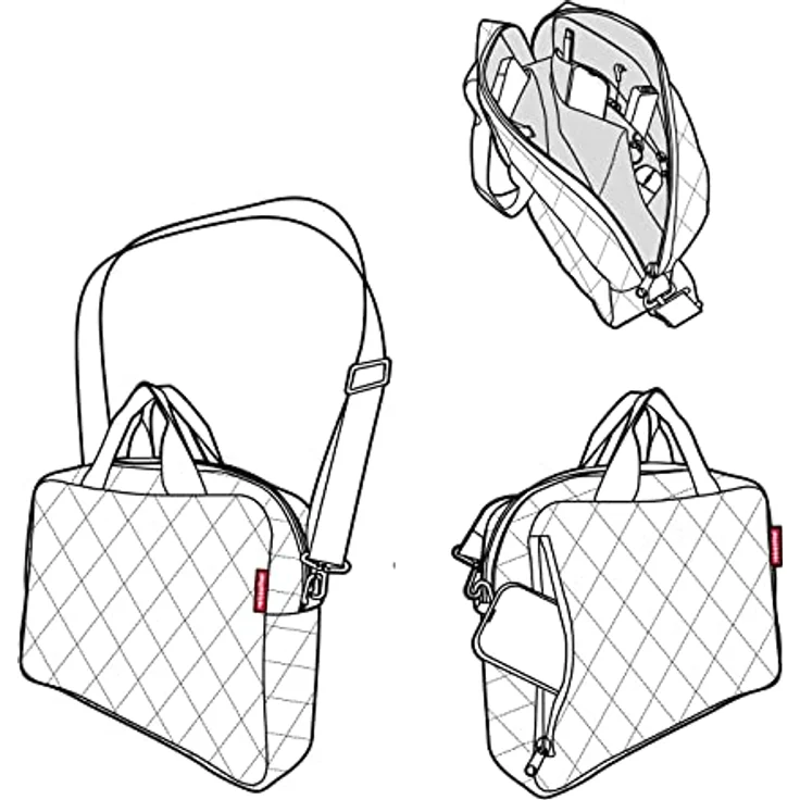 reisenthel Notebook Bag Rhombus Light Grey, funktionelle Businesstasche mit 14'' gepolstertem Laptopfach, wasserabweisend aus recyceltem Polyester – Bild 5