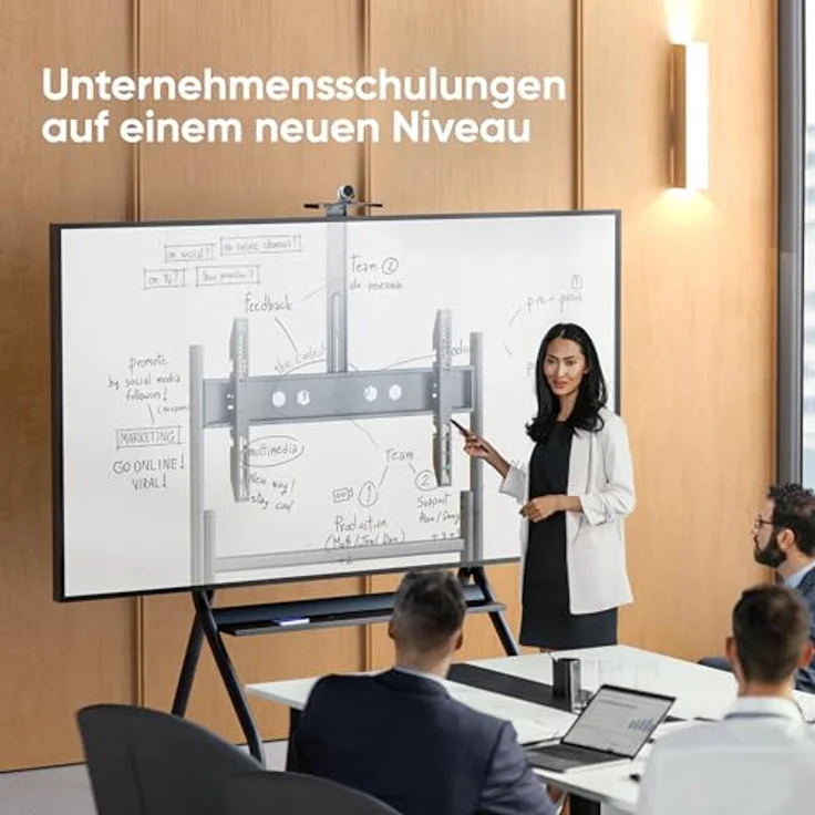 ONKRON TS2080-B, rollbarer TV Ständer für 60-120 Zoll Fernseher, max. Belastung 150 kg, höhenverstellbar, max. VESA 1000x600, mit Rollen, Schwarz – Bild 5
