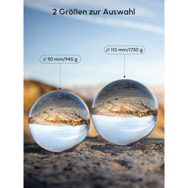 Rollei Lensball 110mm I Glaskugel I Kristallkugel I Foto-kugel mit Aufbewahrungstasche & Mikrofaser Reinigungstuch für Glaskugel-Fotografie – Bild 8