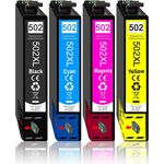 Druckerparadies 4er Pack Druckerpatronen 502 502XL kompatibel mit Epson WF-2880 Tintenpatrone, Schwarz, Cyan, Magenta, Gelb