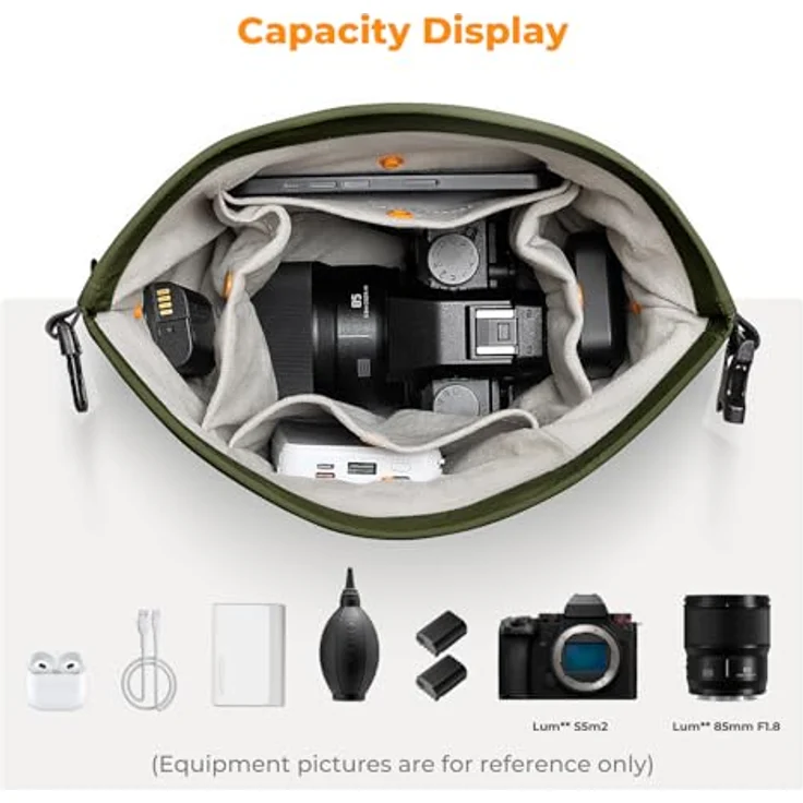 K&F CONCEPT Kameratasche, Modische Umhängetasche für spiegellose Kameras, Tragbare leichte Camera Bag, Grünes Design, mit mehreren Staufächern – Bild 2
