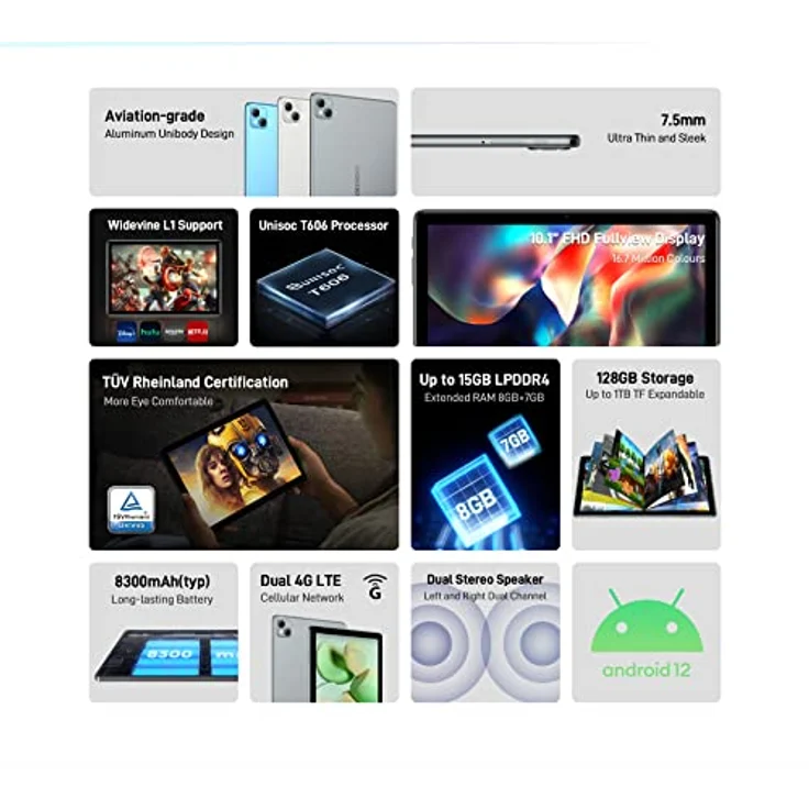 DOOGEE T10 10.1, 8 GB/128 GB, Blau, Tablet Marke – Bild 3