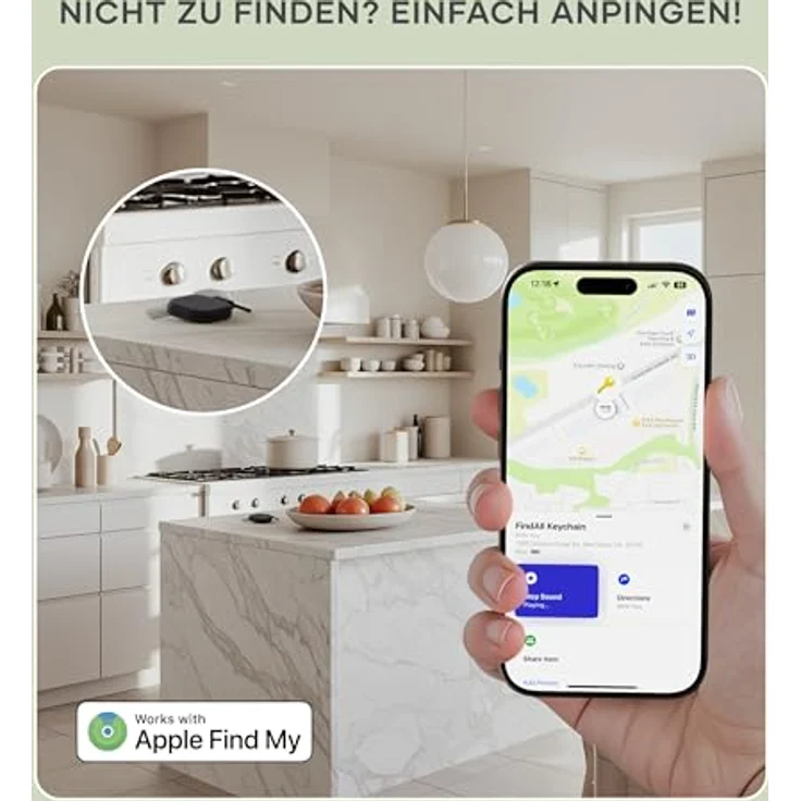 SATECHI FindAll Schlüsselanhänger mit Find My, kabelloser Ortung, Trennungsalarm, lauter Signalton, IP66 wasserdicht – Schwarz – Bild 4
