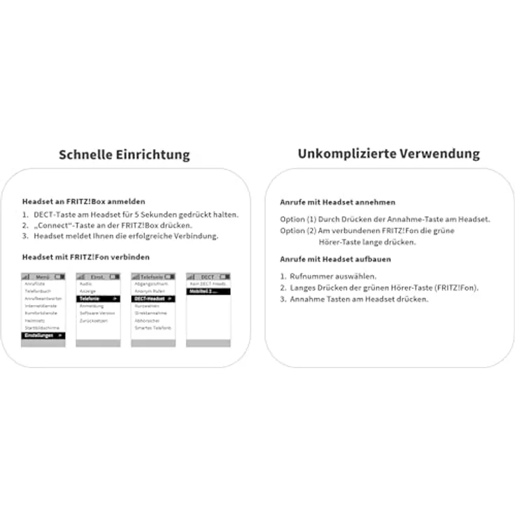 GEQUDIO GC-1 DECT Headset, Kabellos für FritzBox mit Anrufsteuerung, Duales Bluetooth-Headset für PC und Smartphone, HD Audio (1-Ohr) – Bild 3