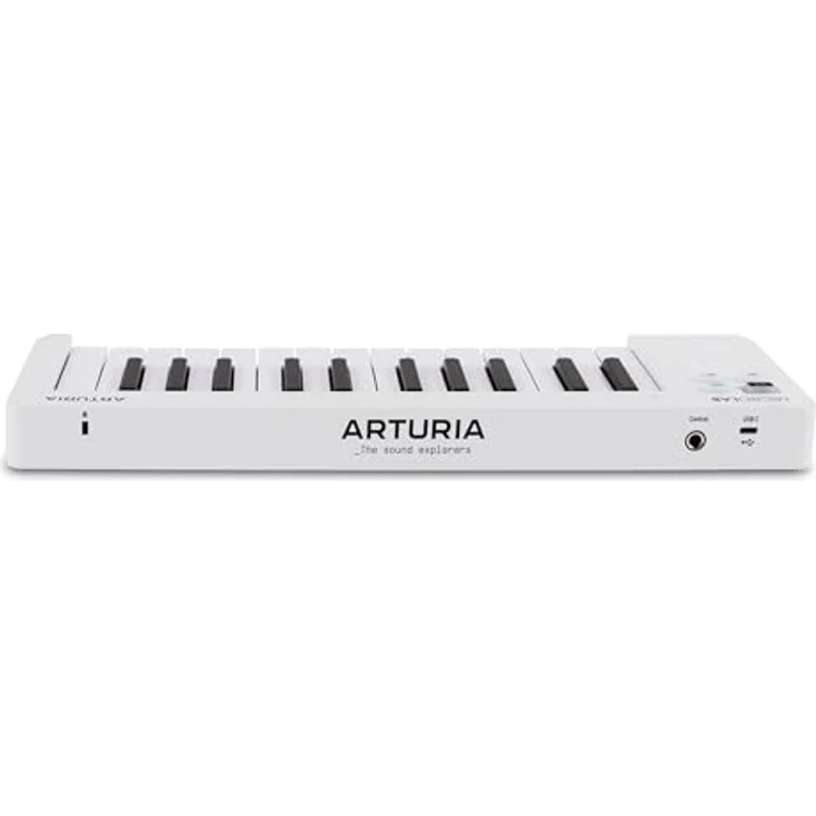 Arturia MicroLab mk3, kompaktes MIDI-Controller-Keyboard mit 25 anschlagsdynamischen Tasten, Dual Touch Strips, Akkordmodus und Sustain-Pedal-Input - Weiß – Bild 5