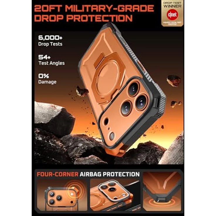SUPCASE Unicorn Beetle Grip für iPhone 17 Pro Hülle, Militärstandard Fallschutz, MagSafe-kompatibel, integrierter Ständer & Kamerabedientaste, Coral – Bild 3