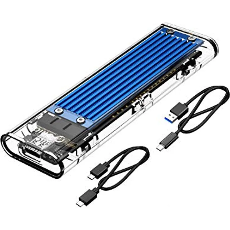 ORICO M.2 NVME SSD Gehäuse, USB-C Adapter USB 3.1 Gen2 (10Gbps) Externe M2 Gehäuse für PCIe M-Key/B+M Key NVMe SSD 2230/2242/2260/2280, Blau -TCM2