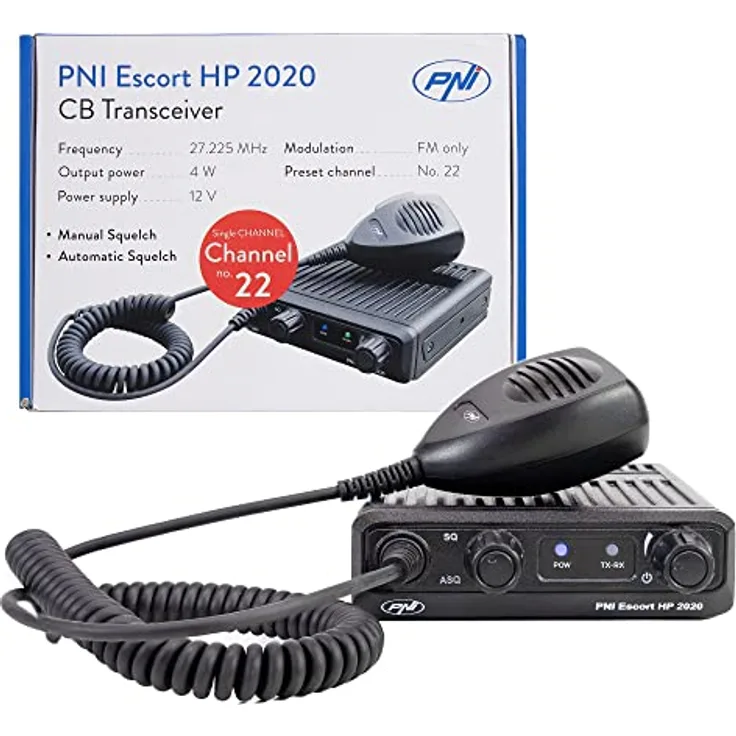 PNI Escort HP 2020, CB-Radiosender Einkanal 22 mit Frequenz 27,225 MHz, automatischer Rauschsperre, sehr leise