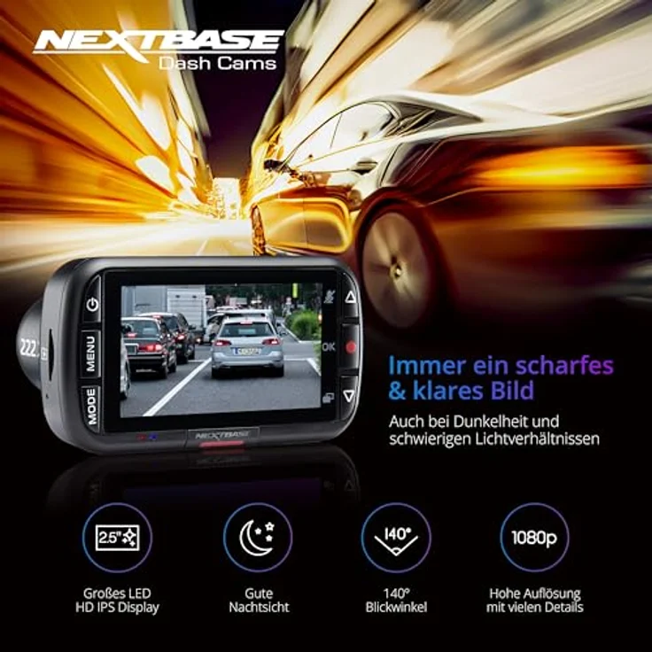NextBase 222XR Front und Rear Dash Cam, Full HD 1080p, mit intelligentem Parkmodus, schwarz – Bild 2