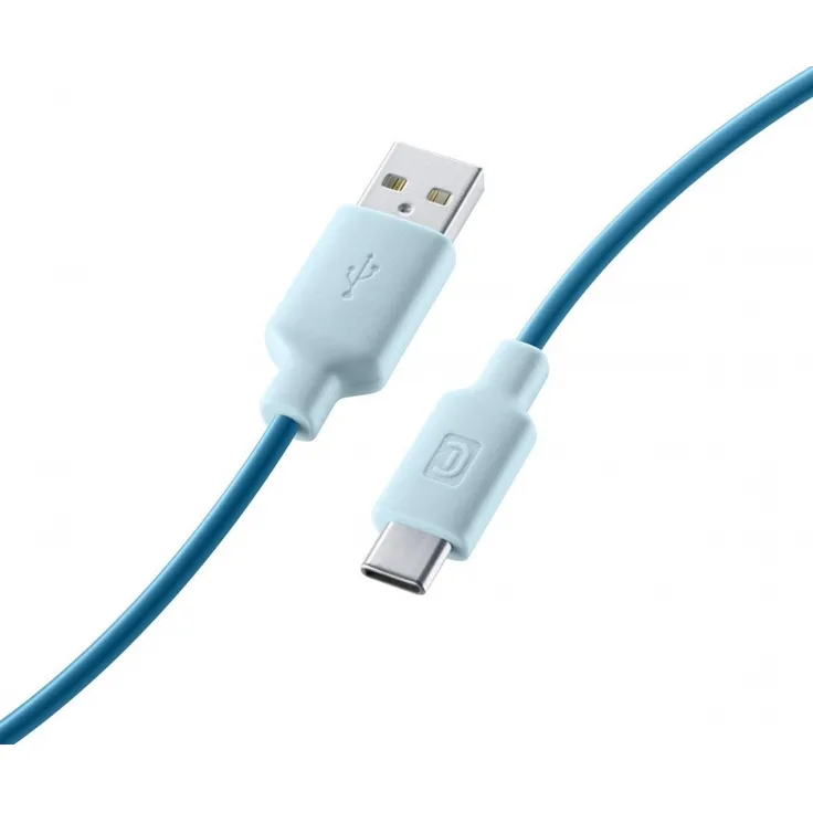 Cellularline USBDATATYCSMARTB, Lade- und Datenkabel 100 cm, USB Type-A auf Type-C, blau, 18W, 480 Mbit/s Datenübertragung
