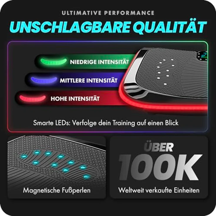 Bluefin Fitness 4D Vibrationsplatte mit 3 leisen Motoren | Magnetfeldtherapie Massage | Ergonomisches Design | 4.0 Bluetooth Lautsprecher | Vibration, Oszillation und Mikrovibration – Bild 8