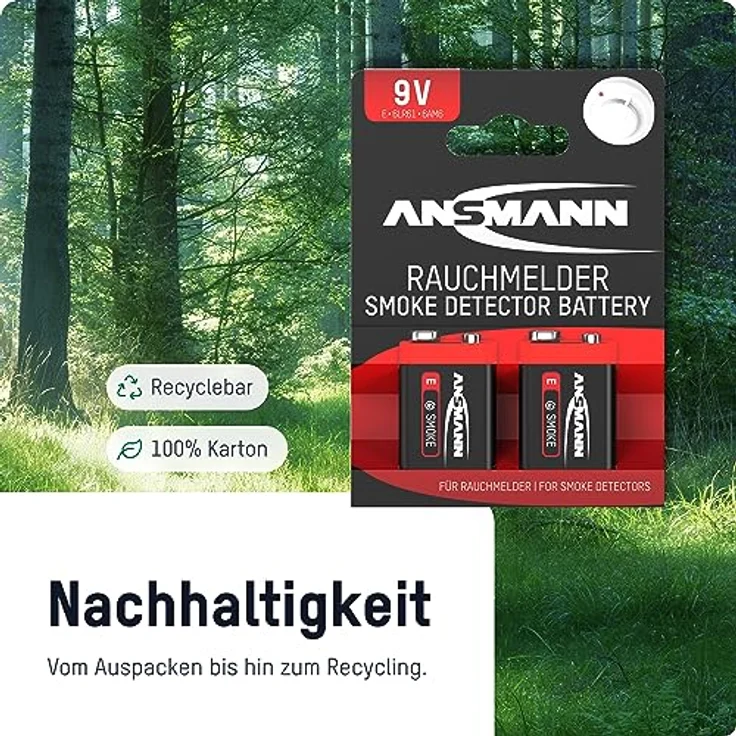 2 ANSMANN Alkaline longlife Rauchmelder 9V Block Batterien - Premium Qualität für höhere Leistung, 9V Batterie ideal für Feuermelder, Bewegungsmelder, Alarmanlagen & Kohlenmonoxid Warnmelder – Bild 3